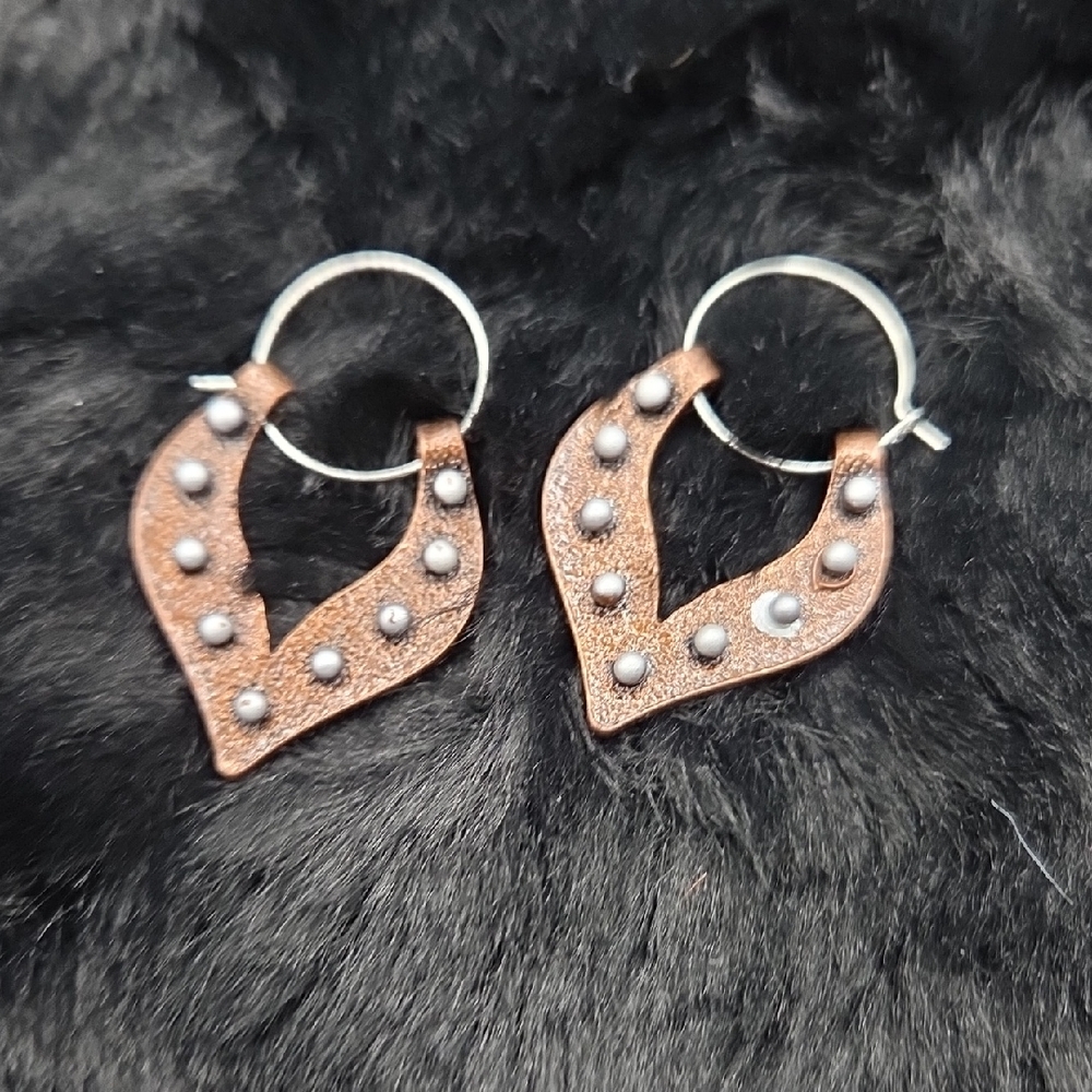Earrings Elegant Brown and Silver Hoop